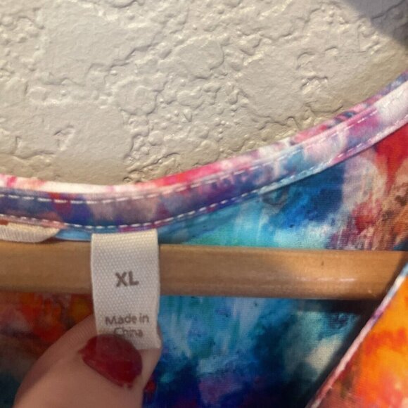 Soft Surroundings Day Spa Swim Dress XL Multi Abstract Short Sleeve Cover-up - Picture 5 of 10